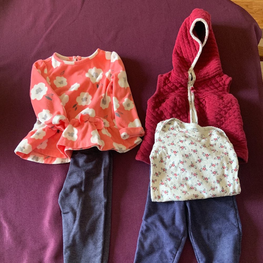 Baby Girl 12 Months Matching Outfit Sets Lot | 5 Pieces